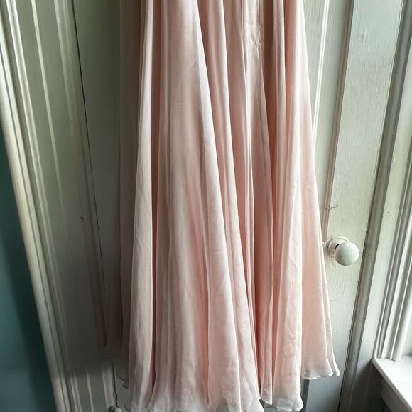 Jovani Blush Pink Jewel Embellished Chiffon Gown Dress - Picture 5 of 8